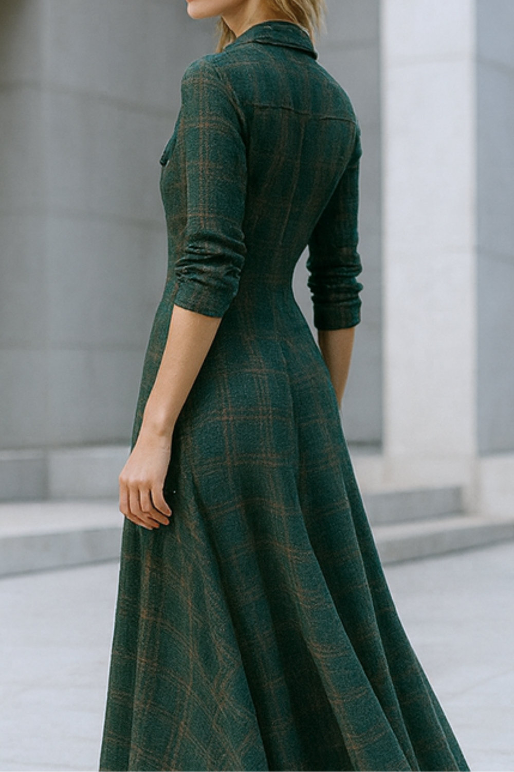 Solene Plaid Button-Down Maxi Shirt Dress Stylish Dress