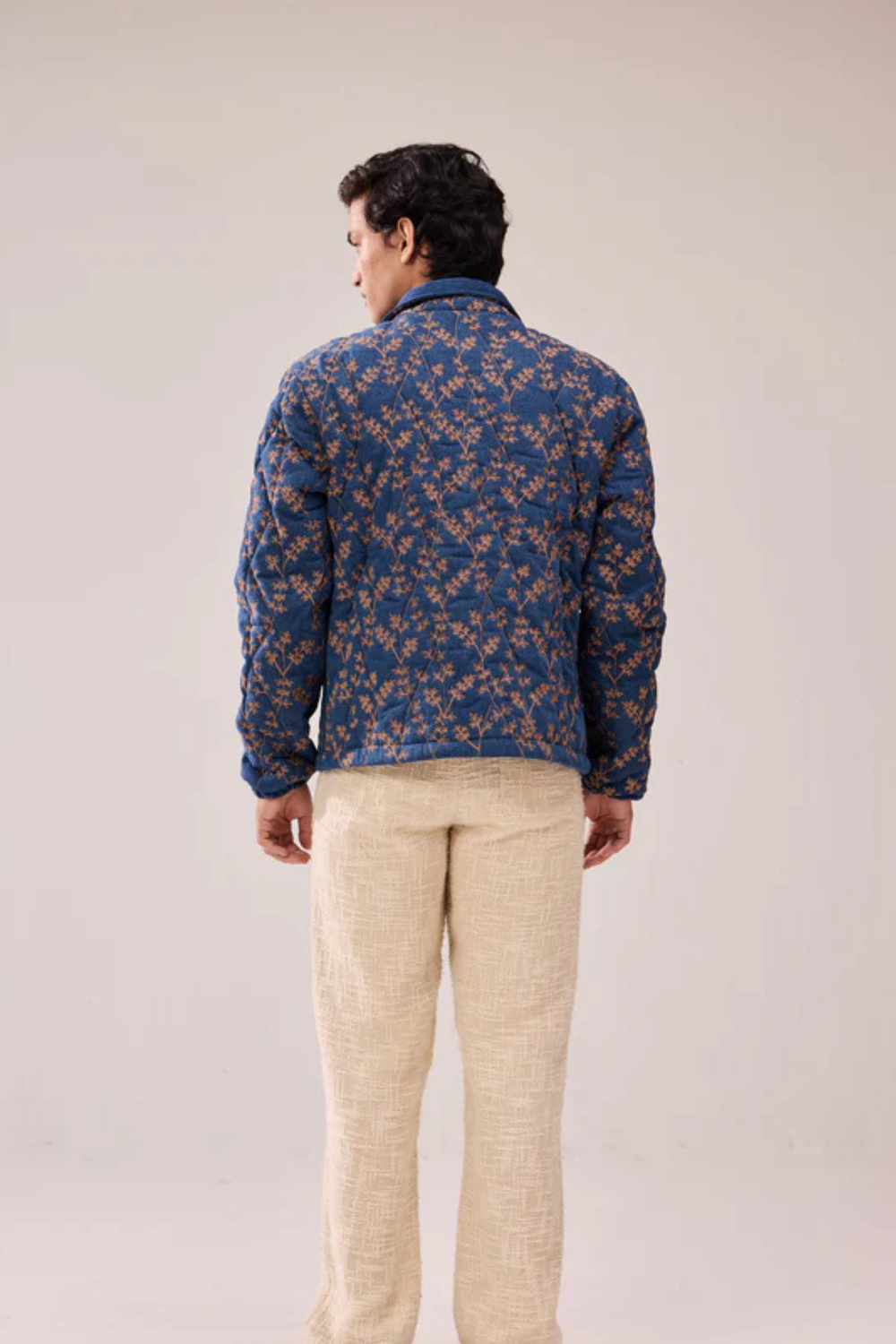 Hamzah Embroidered Quilted Denim Casual Stylish Jacket
