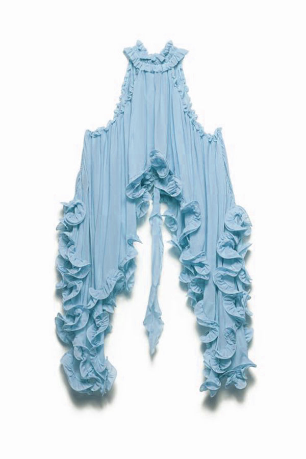 Romantic Drama Halter Ruffle Top