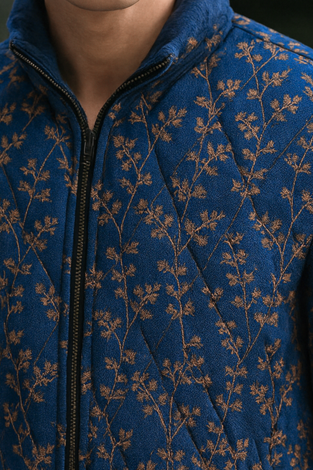 Hamzah Embroidered Quilted Denim Casual Stylish Jacket