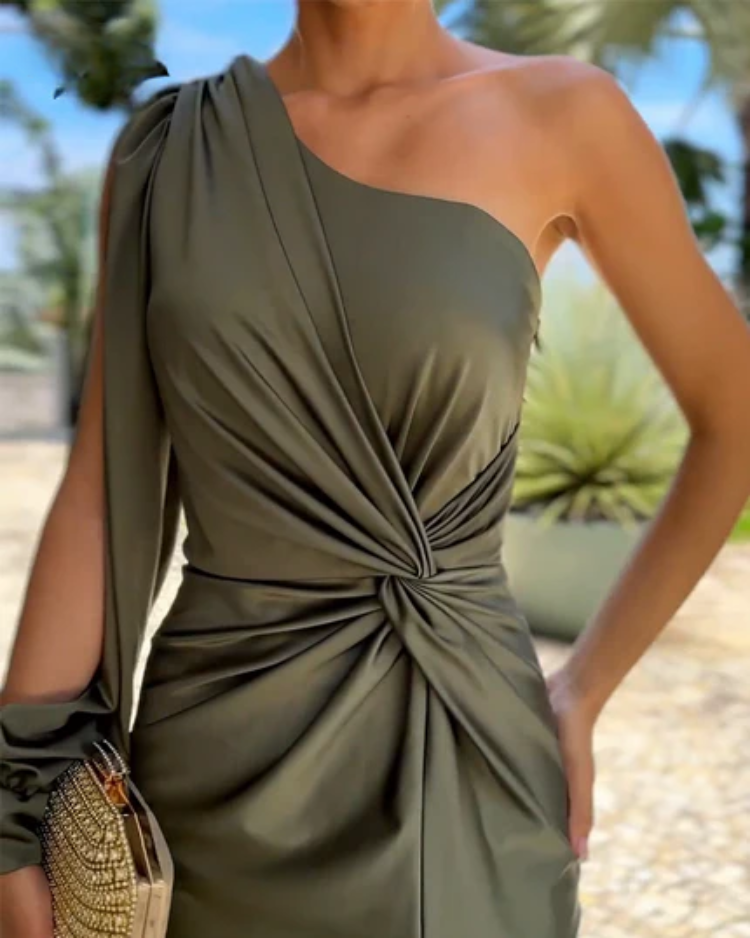 Ember Silky One-Shoulder Maxi Dress
