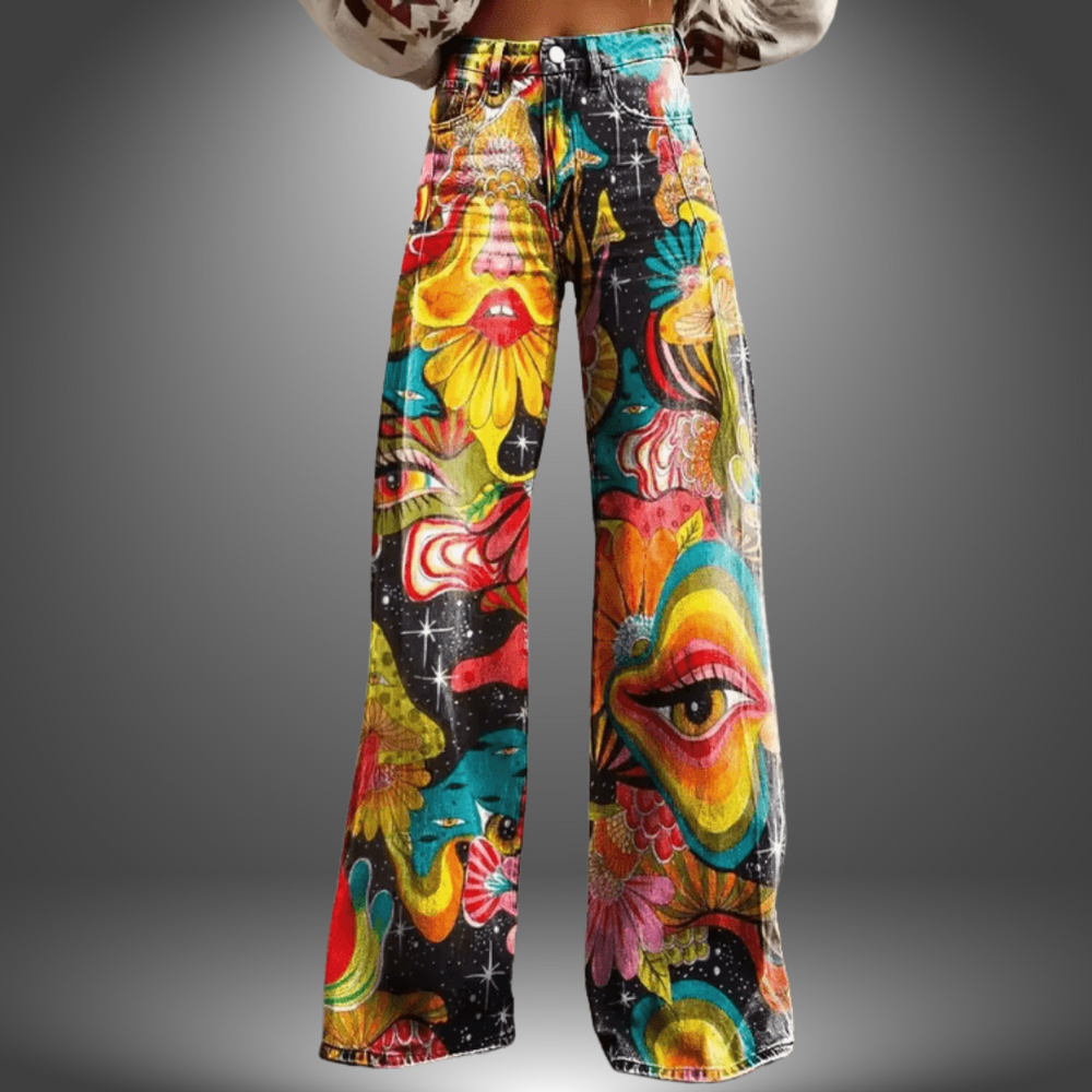 Olivia Premium Boho Print Wide-Leg Comfort Pants for Every Day