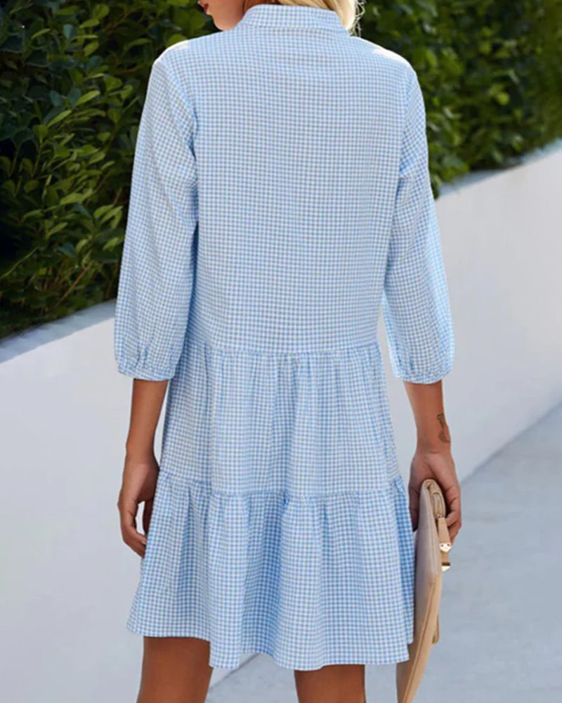 Bella Vichy Gingham Shirt Dress