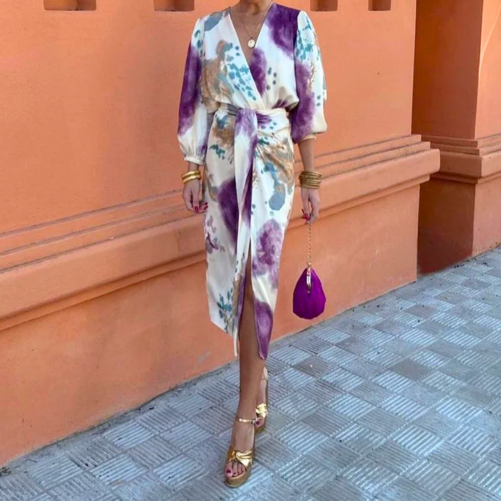 Elegant V-Neck Long-Sleeve Dress for Any Occasion