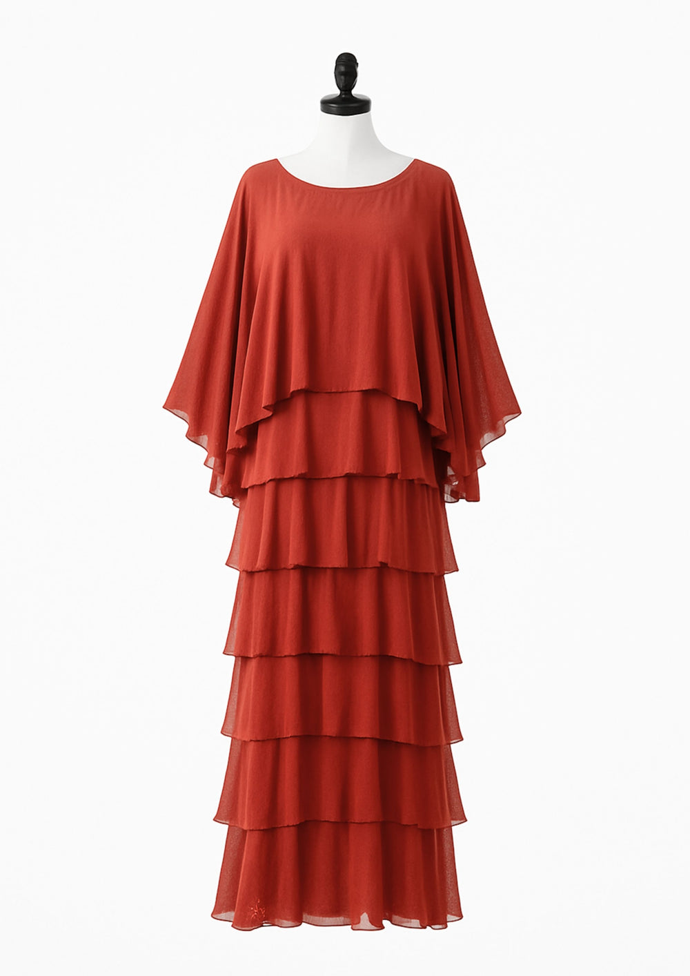 Amara Sheer Asymmetric Maxi Dress in Burgundy