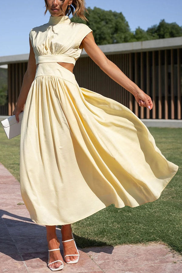 Quincy Cutout Midi Dress with Side Pockets for Summer