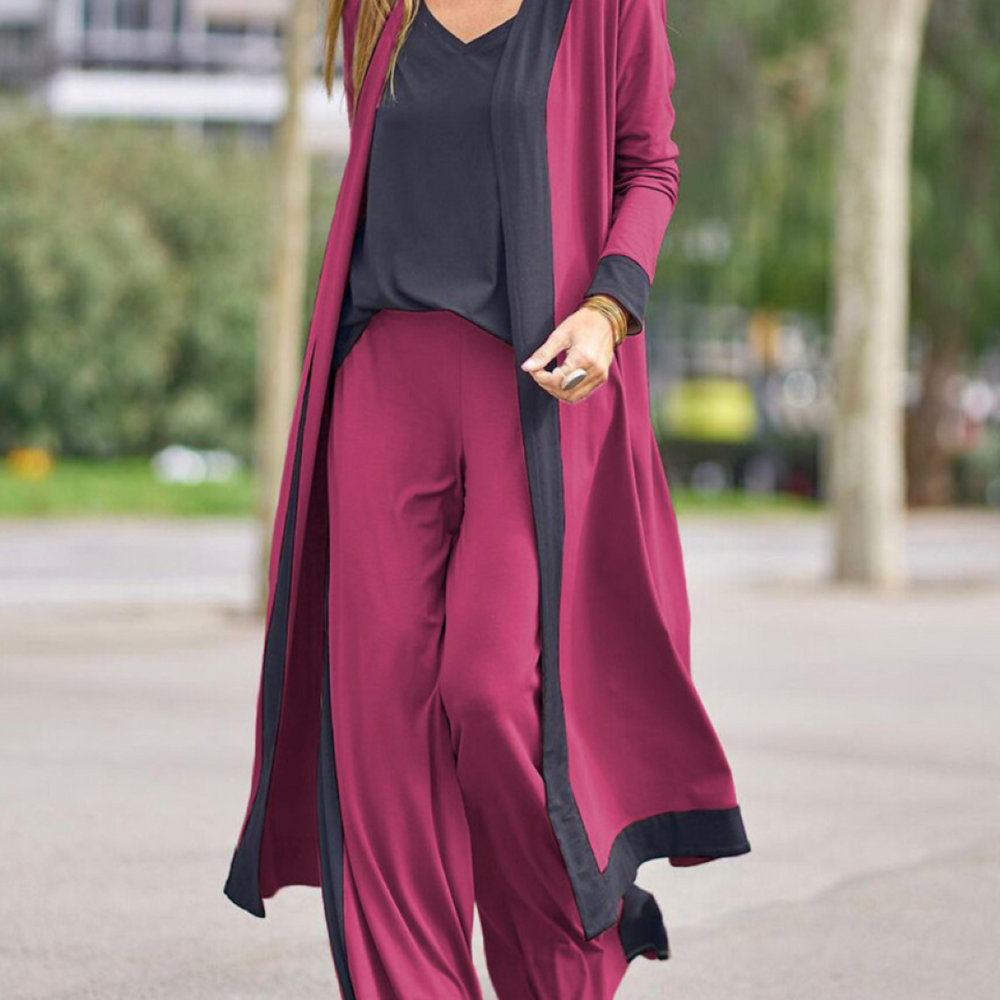 Séraphine Three-Piece Cardigan and Wide-Leg Pant Set