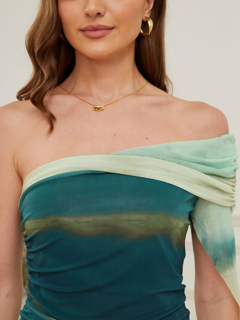 Aurelia Off-Shoulder Ruffle Mesh Dress