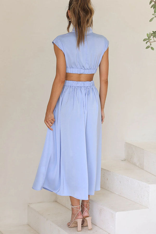 Quincy Cutout Midi Dress with Side Pockets for Summer