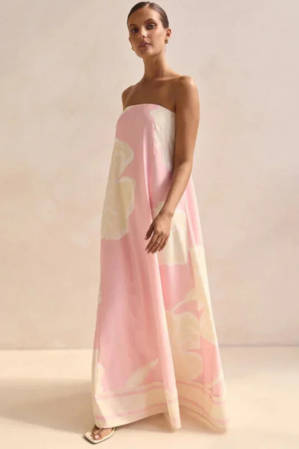 Arya Off-Shoulder Maxi Dress Pink Print