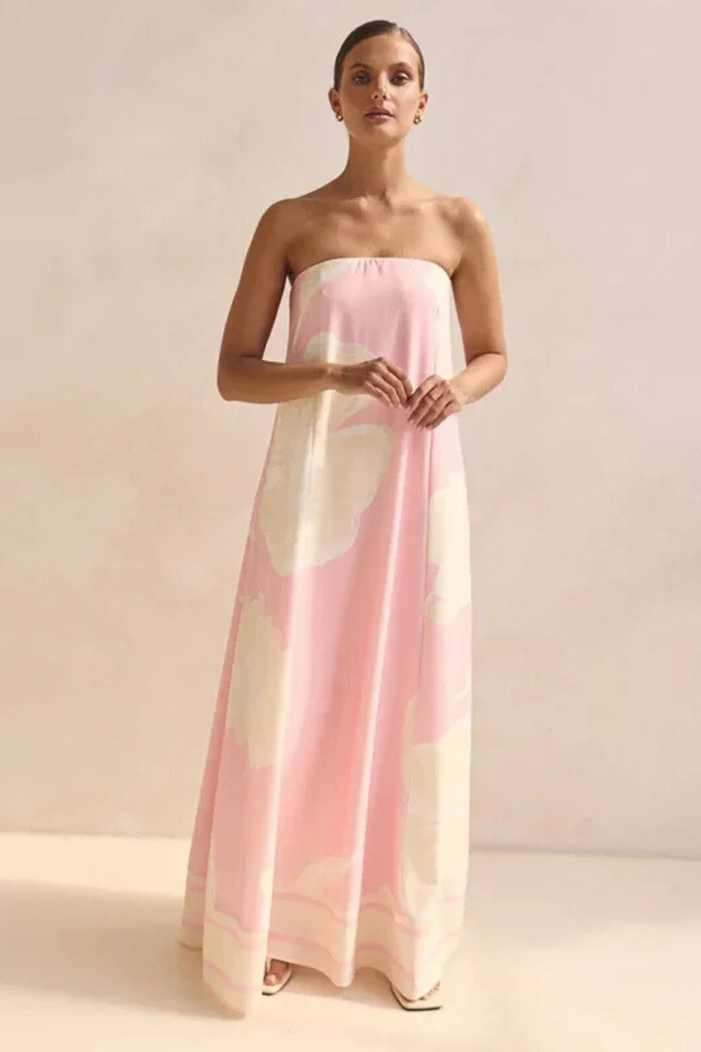 Arya Off-Shoulder Maxi Dress Pink Print