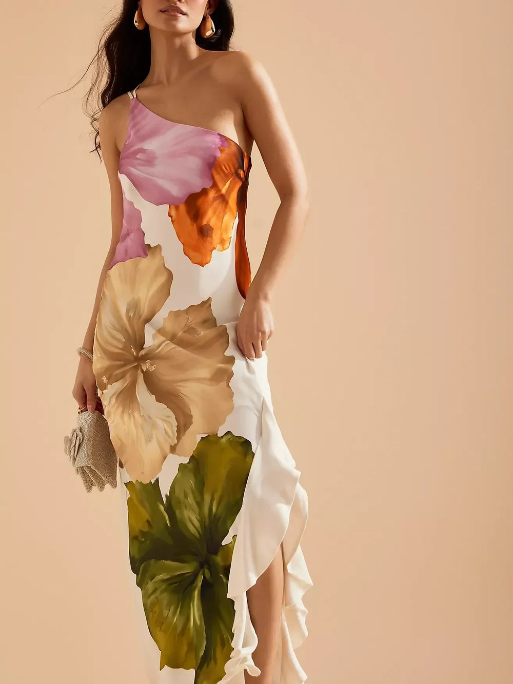 Ein-Schulter Maxi Dress