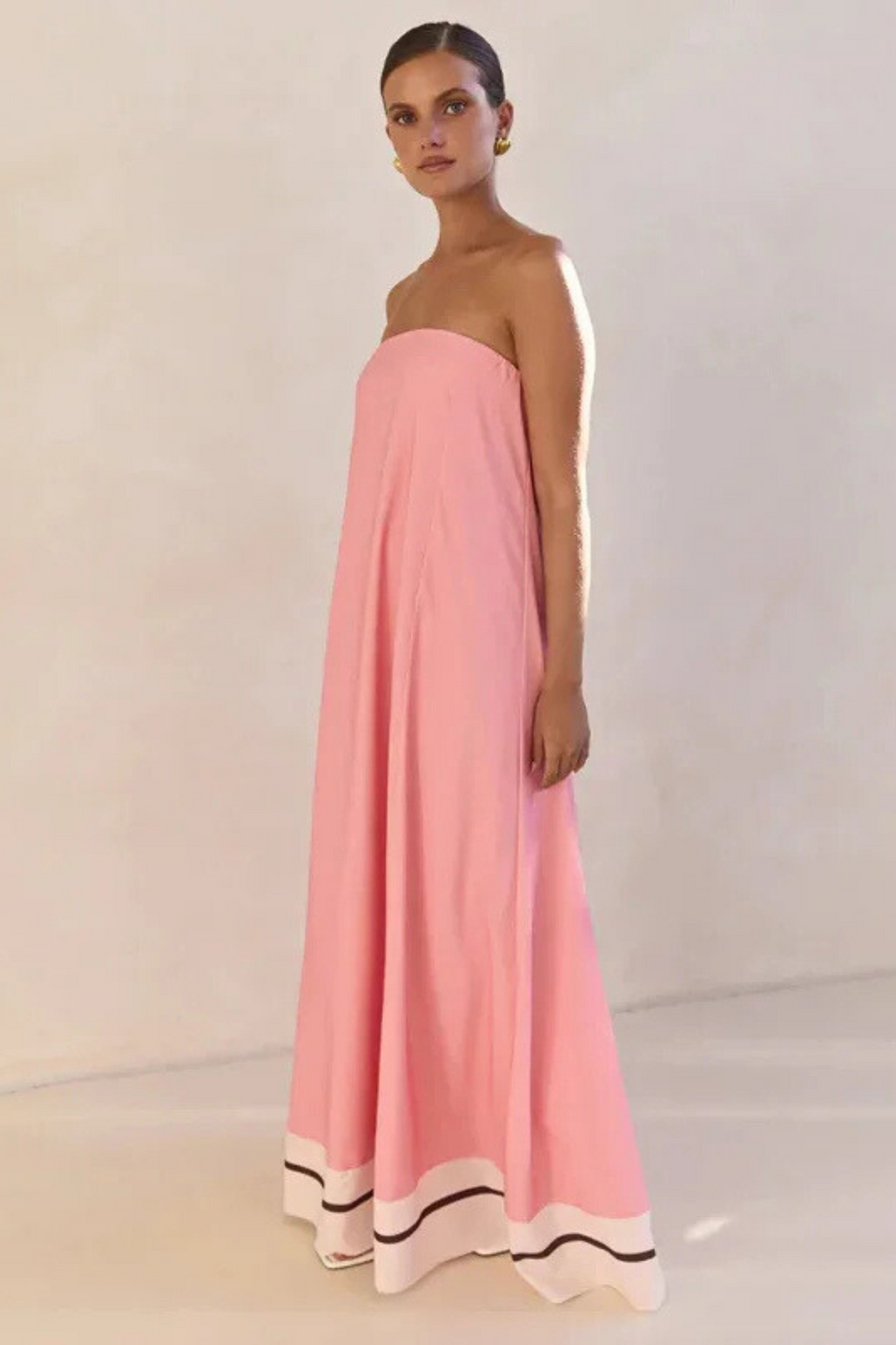 Arya Off-Shoulder Maxi Dress | Pink Stripes