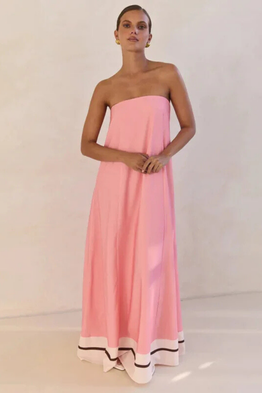 Arya Off-Shoulder Maxi Dress | Pink Stripes