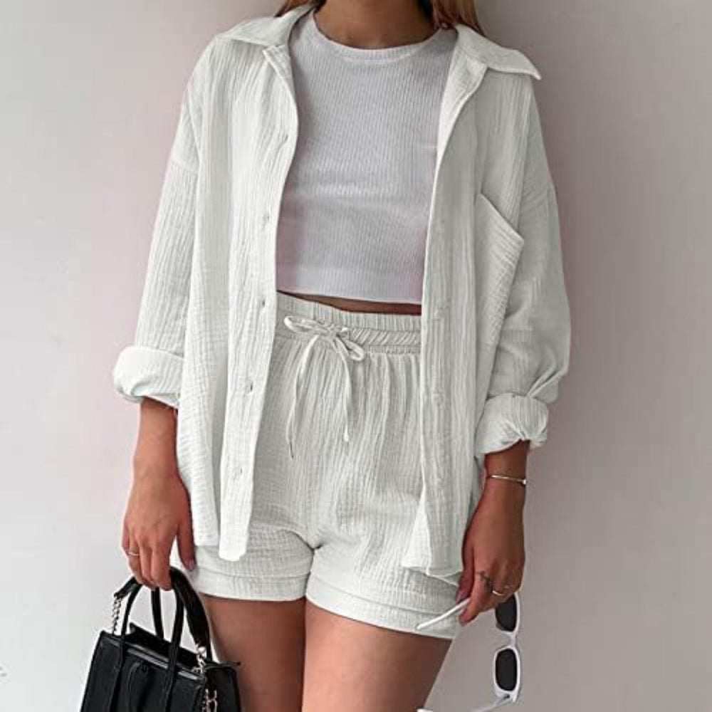 Elara Soft Cotton Shirt & Shorts Set