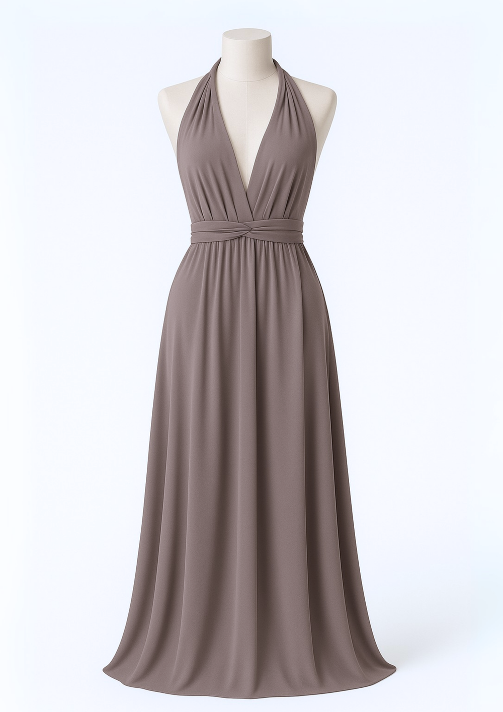 Nyxara Convertible Multi-Way Elegant Maxi Dress - Taupe