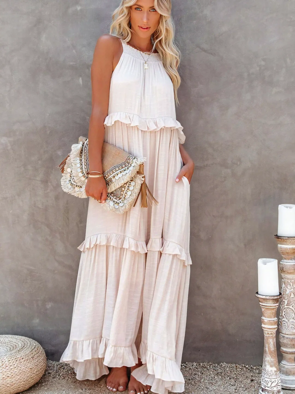 Vesa Ruffled Flowing Dress