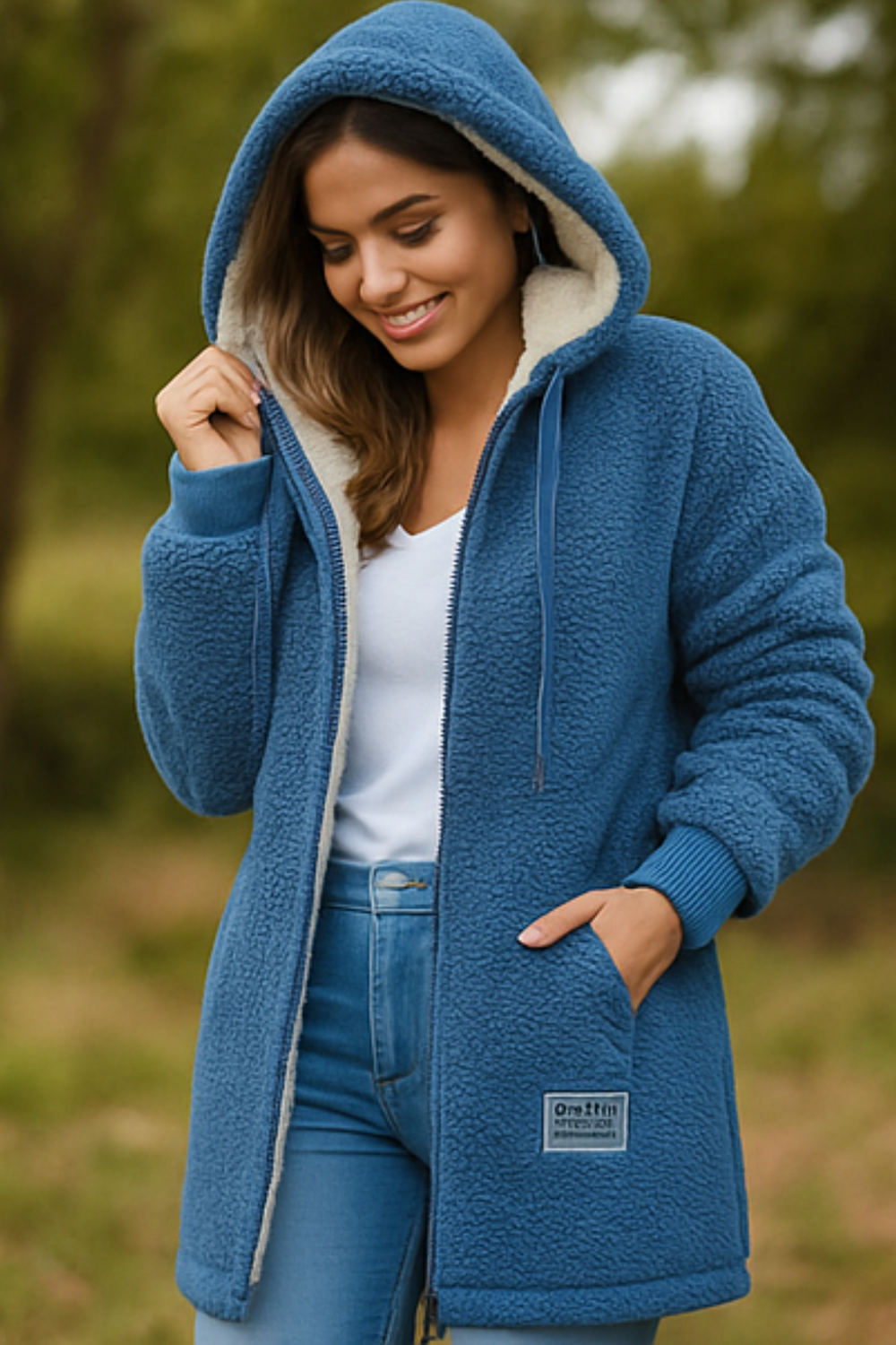 Serena Cozy Fleece Jacket Blau