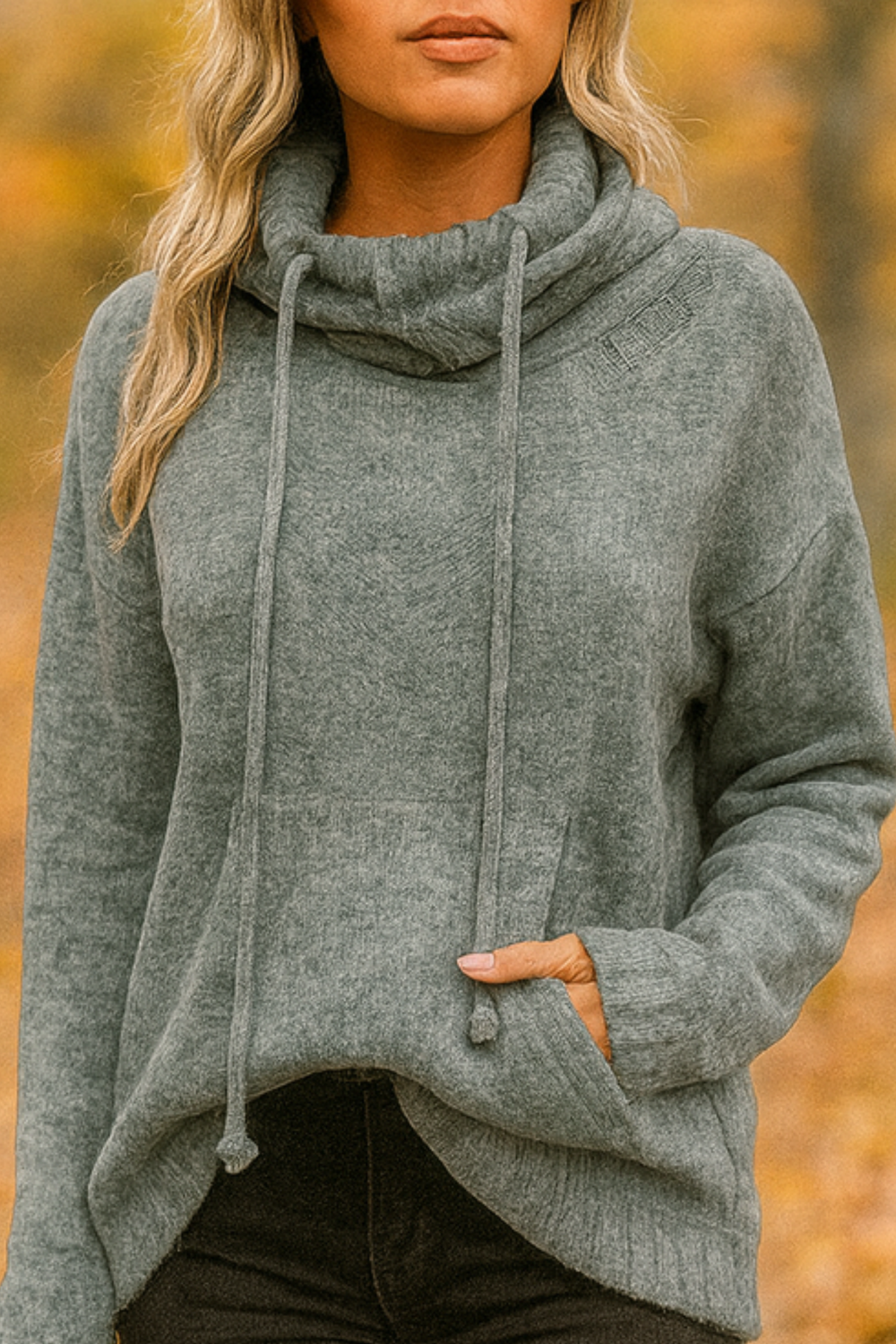 Xena Long Sleeve Sweater with Pocket