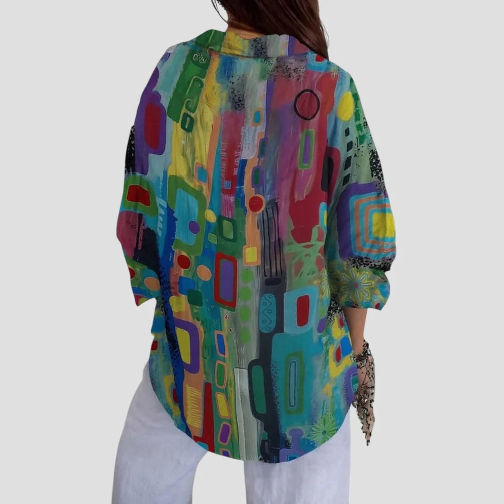 Edna Geometric Print Blouse