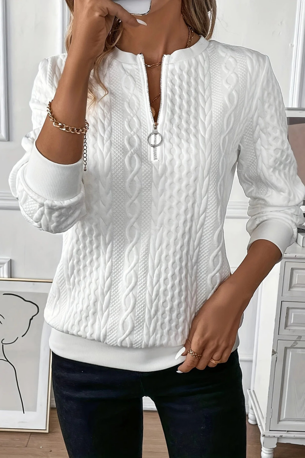 Melanie Versatile Fall Sweater White