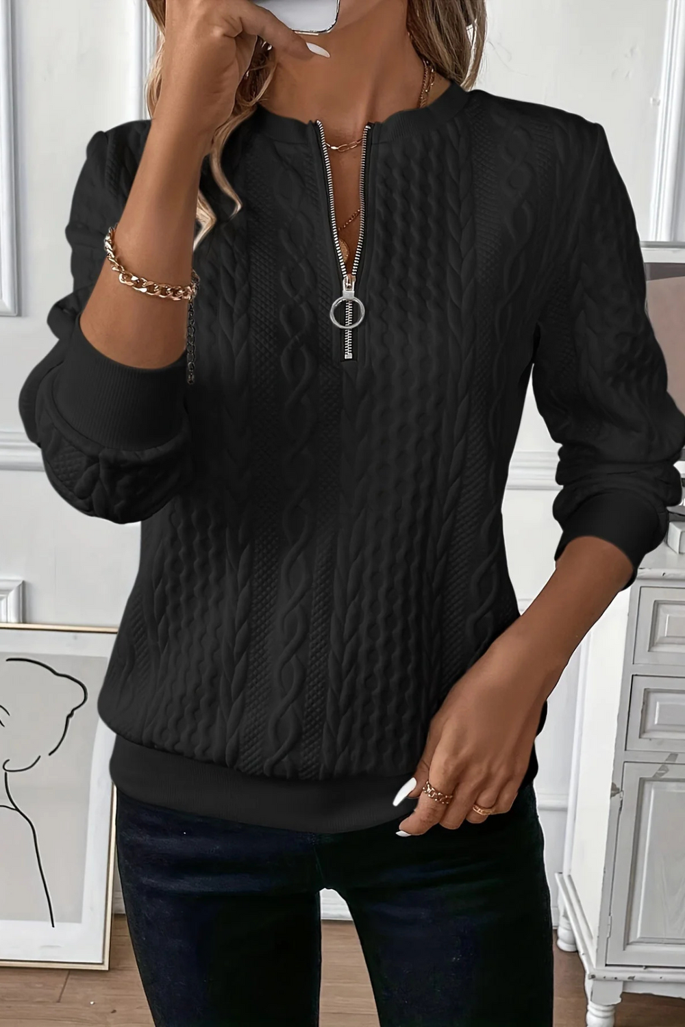Melanie Versatile Fall Sweater Black