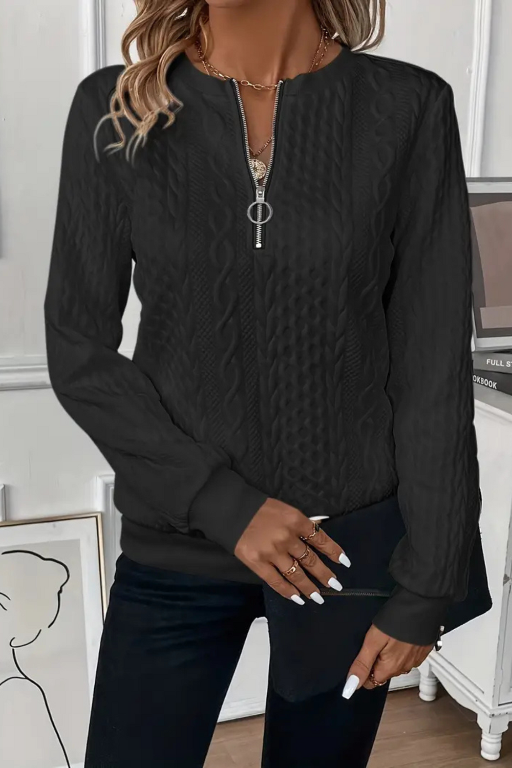 Melanie Versatile Fall Sweater Black