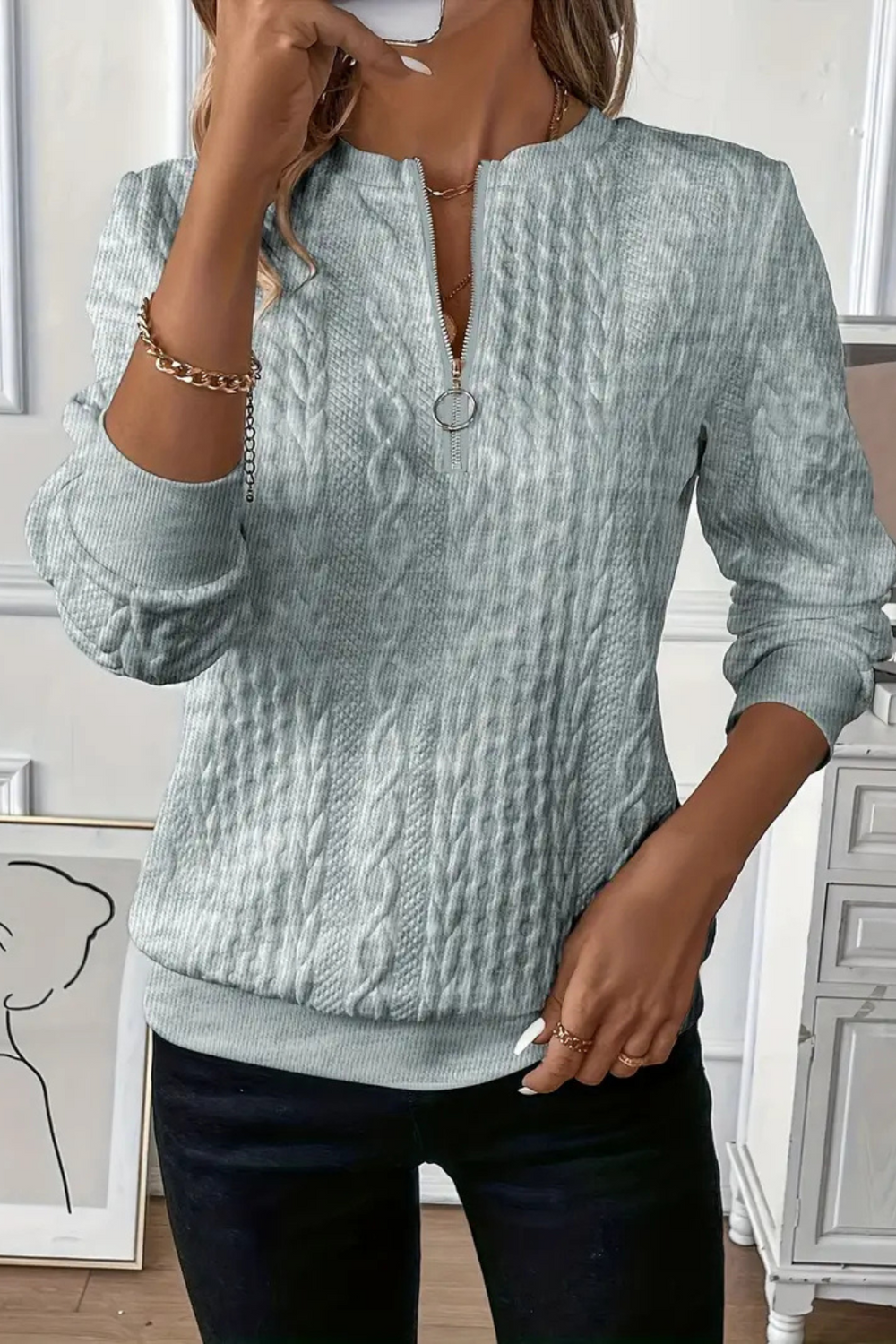 Melanie Versatile Fall Sweater Blue