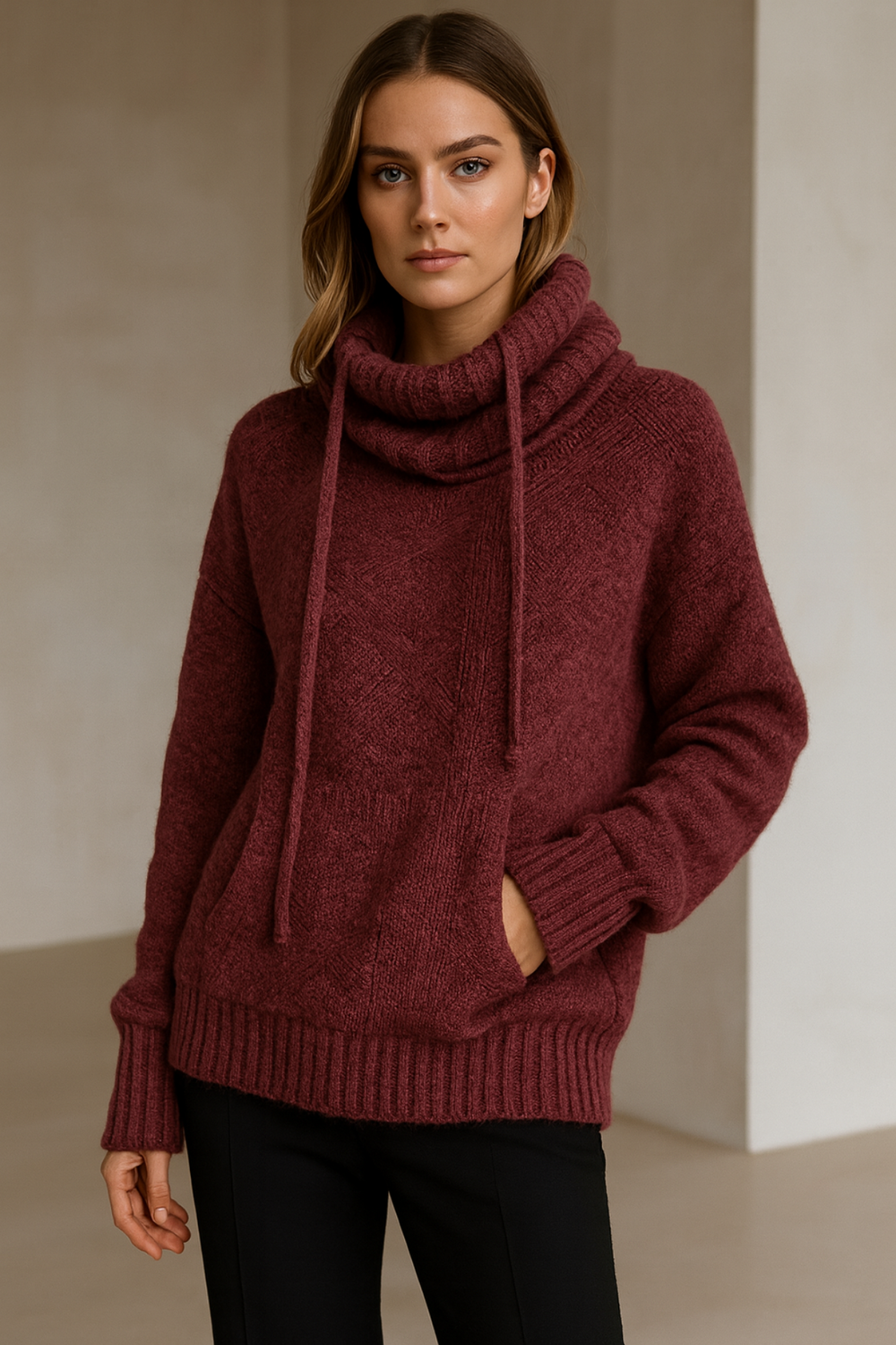 Xena Long Sleeve Sweater with Pocket