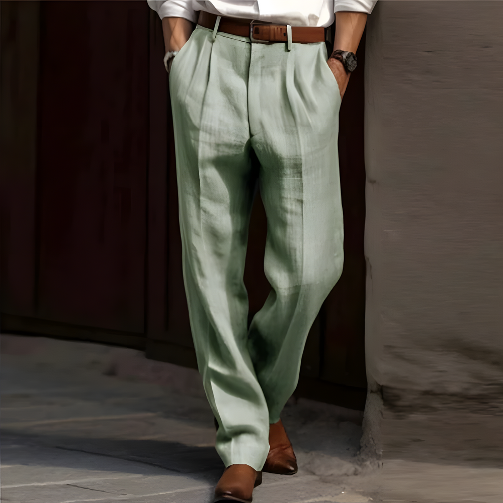Alvric Premium Classic Italian Linen Dress Pants - Green