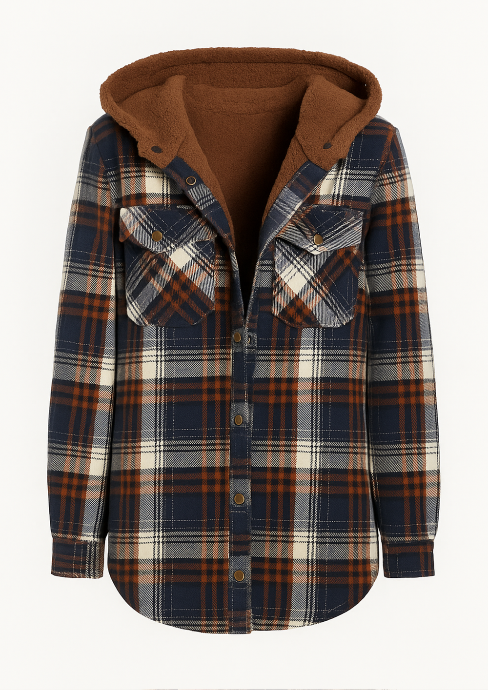 Yseldis Cozy Warm Plaid Fleece-Lined Jacket - Blue