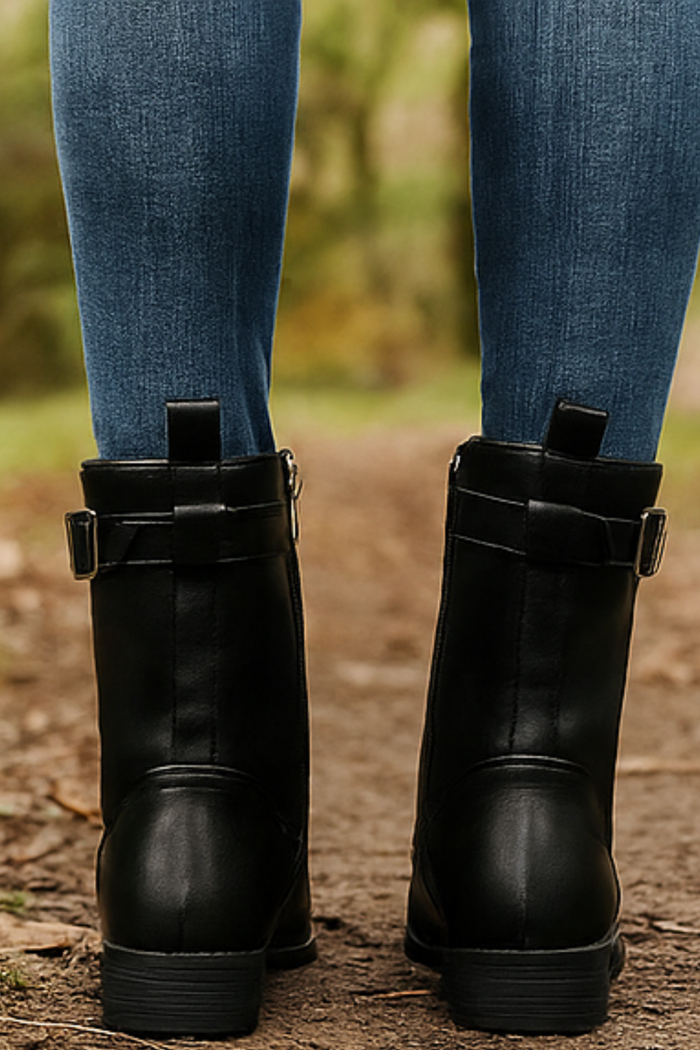 Miya Zip-Up Leather Boot Schwarz