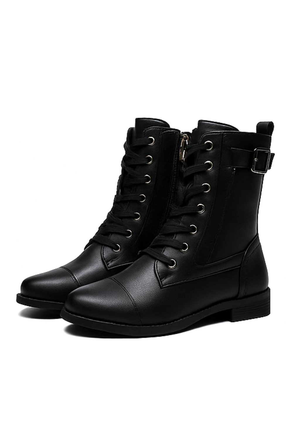 Miya Zip-Up Leather Boot Schwarz