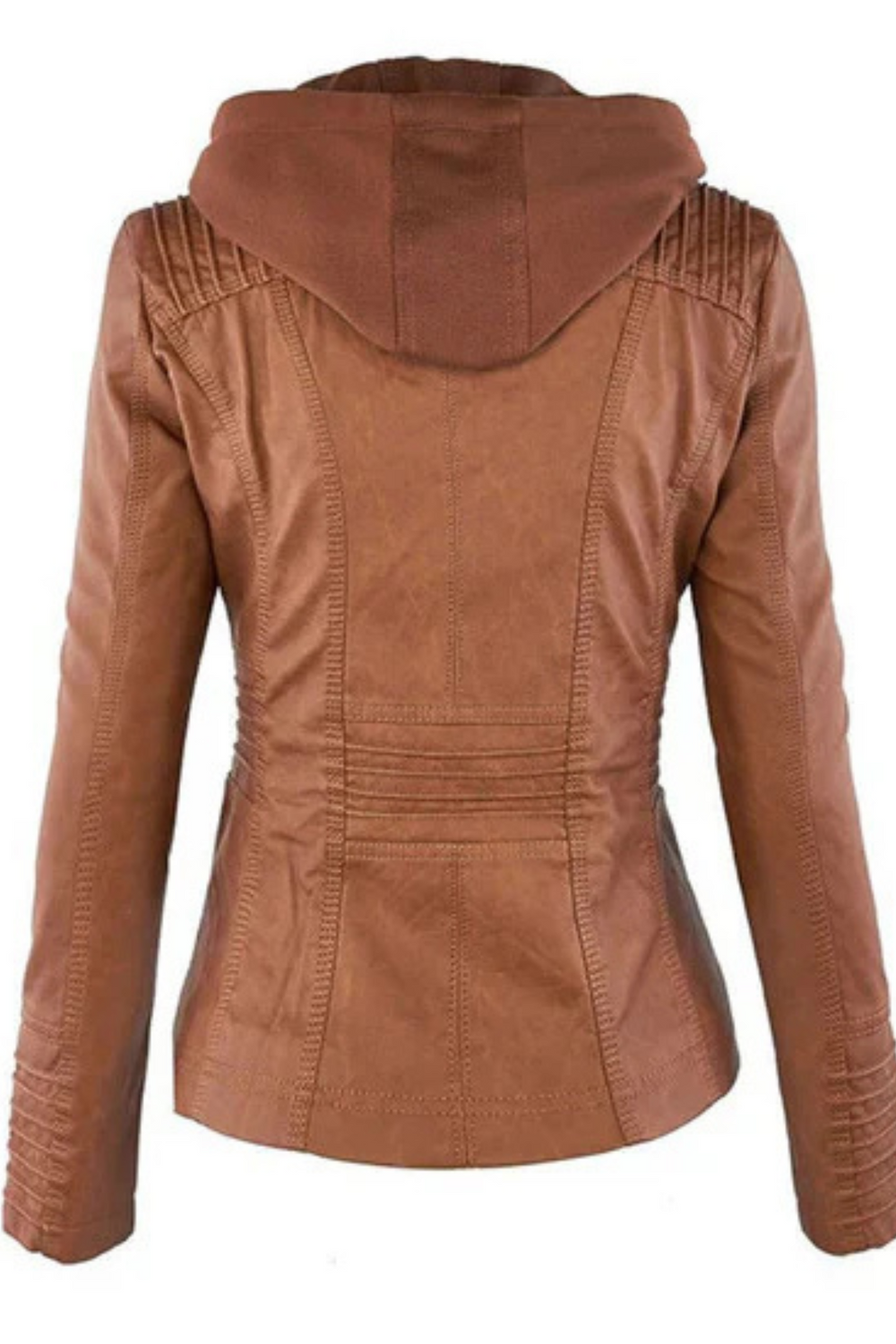 Eva Weather-Resistant Hooded Leather Jacket Khaki