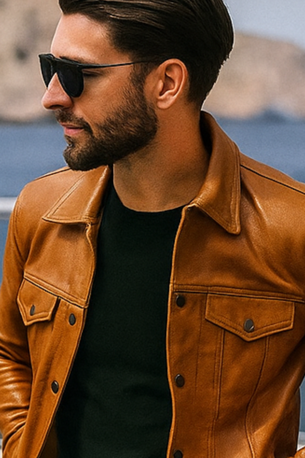Robin Rider Leather Jacket Braun