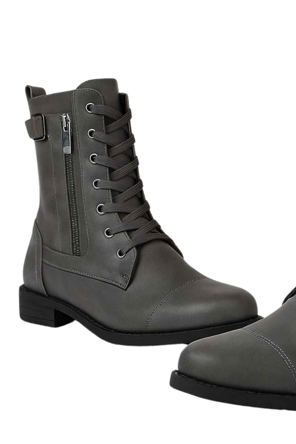 Miya Zip-Up Leather Boot Grau
