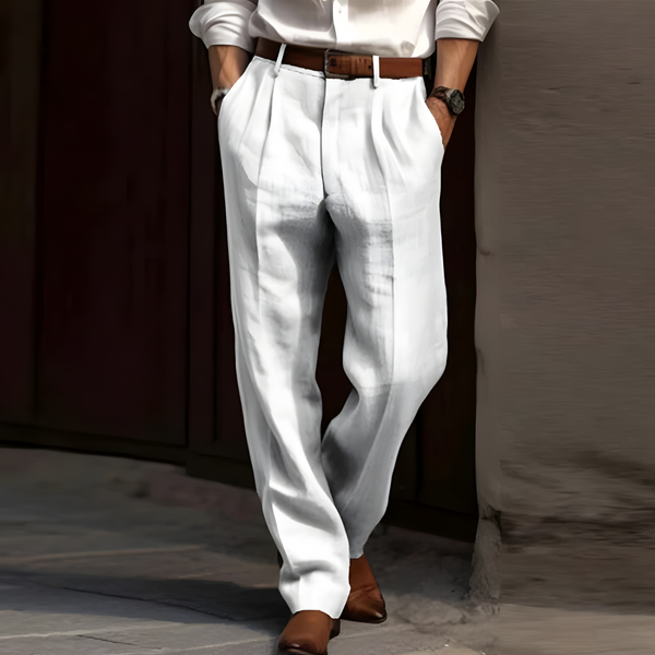 Alvric Premium Classic Italian Linen Dress Pants - White