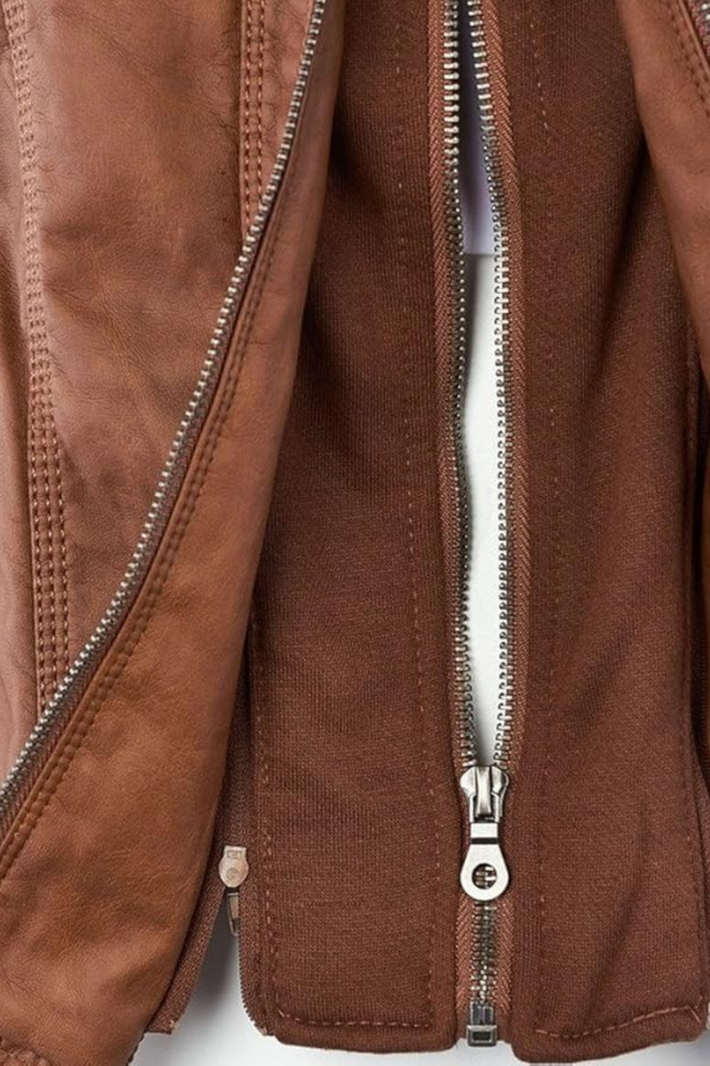Eva Weather-Resistant Hooded Leather Jacket Khaki