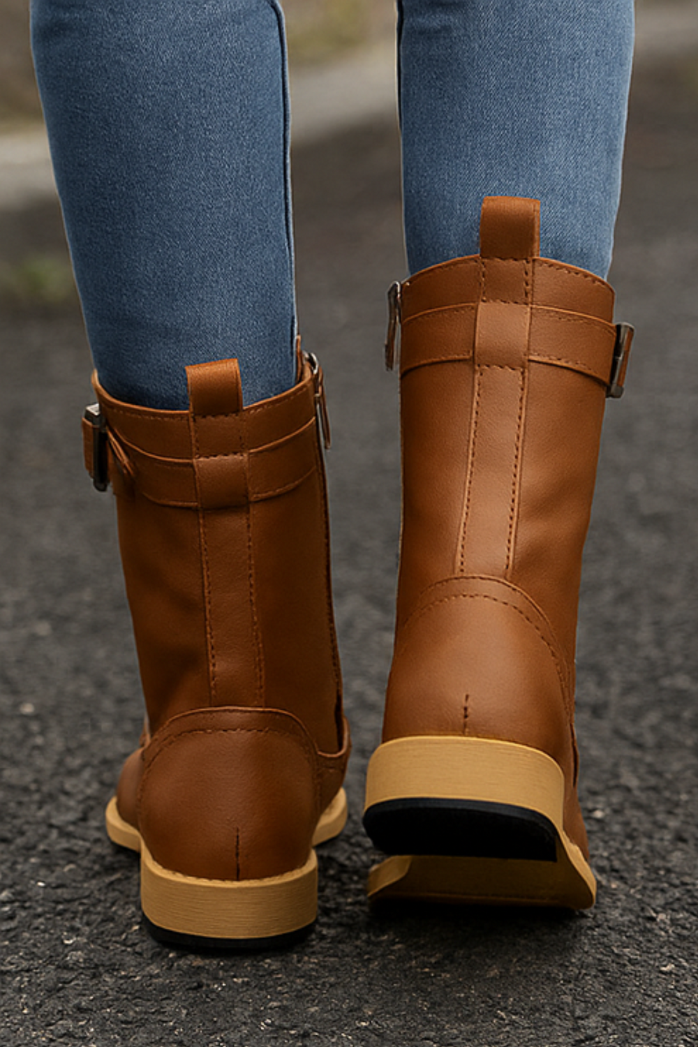 Miya Zip-Up Leather Boot Braun