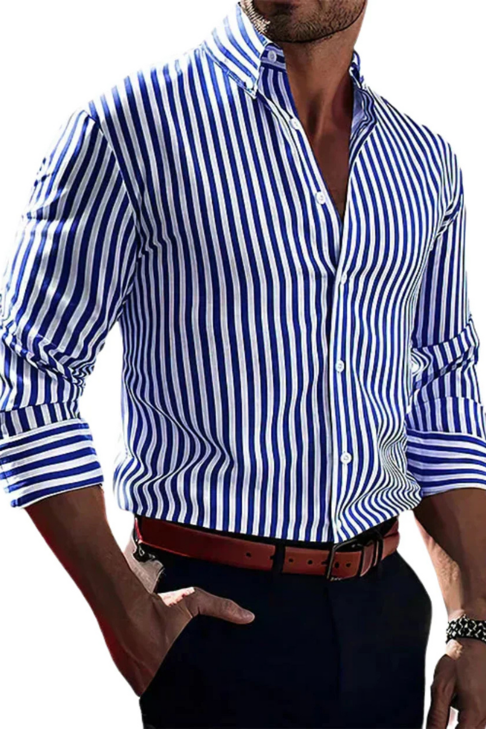 William Classic Striped Shirt Blau
