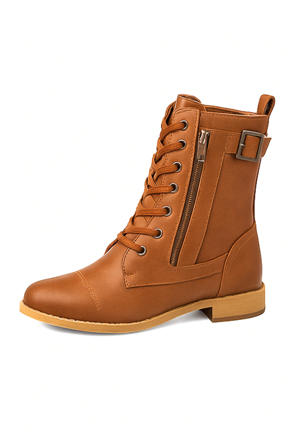 Miya Zip-Up Leather Boot Braun