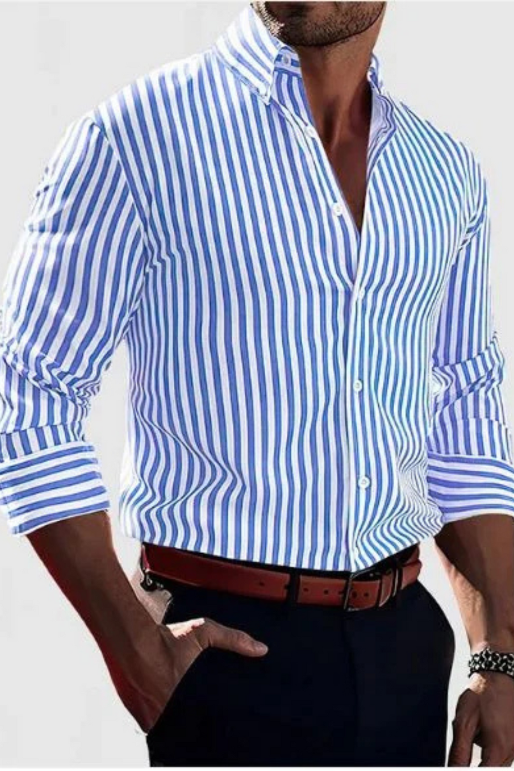 William Striped Dress Shirt Light Blue