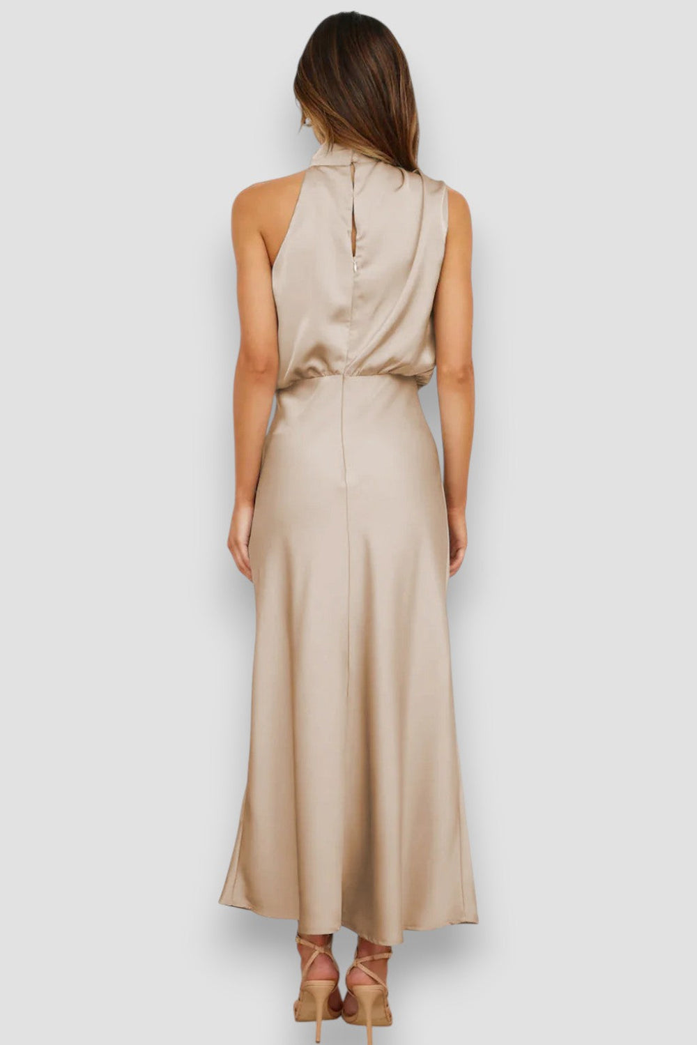 Carlina Summer Satin Halter Dress