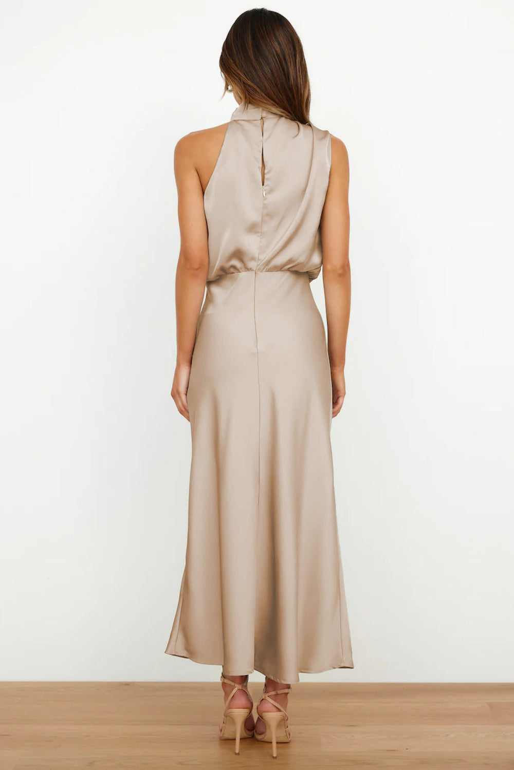 Elise Satin Halter Dress
