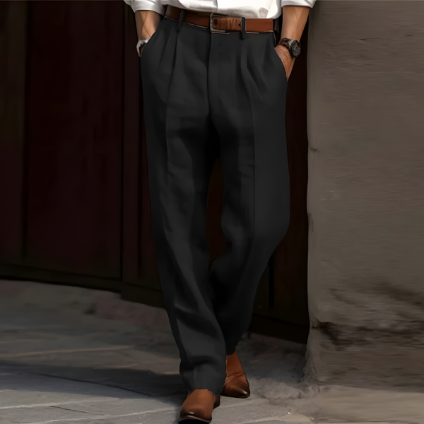 Alvric Premium Classic Italian Linen Dress Pants - Black