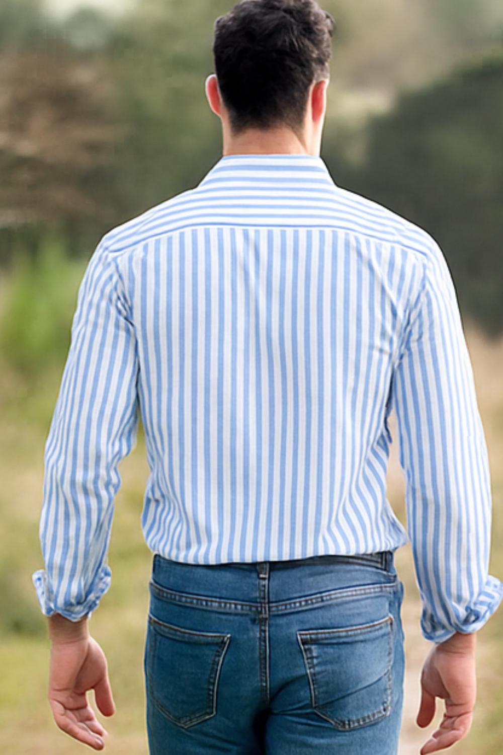 William Striped Dress Shirt Light Blue