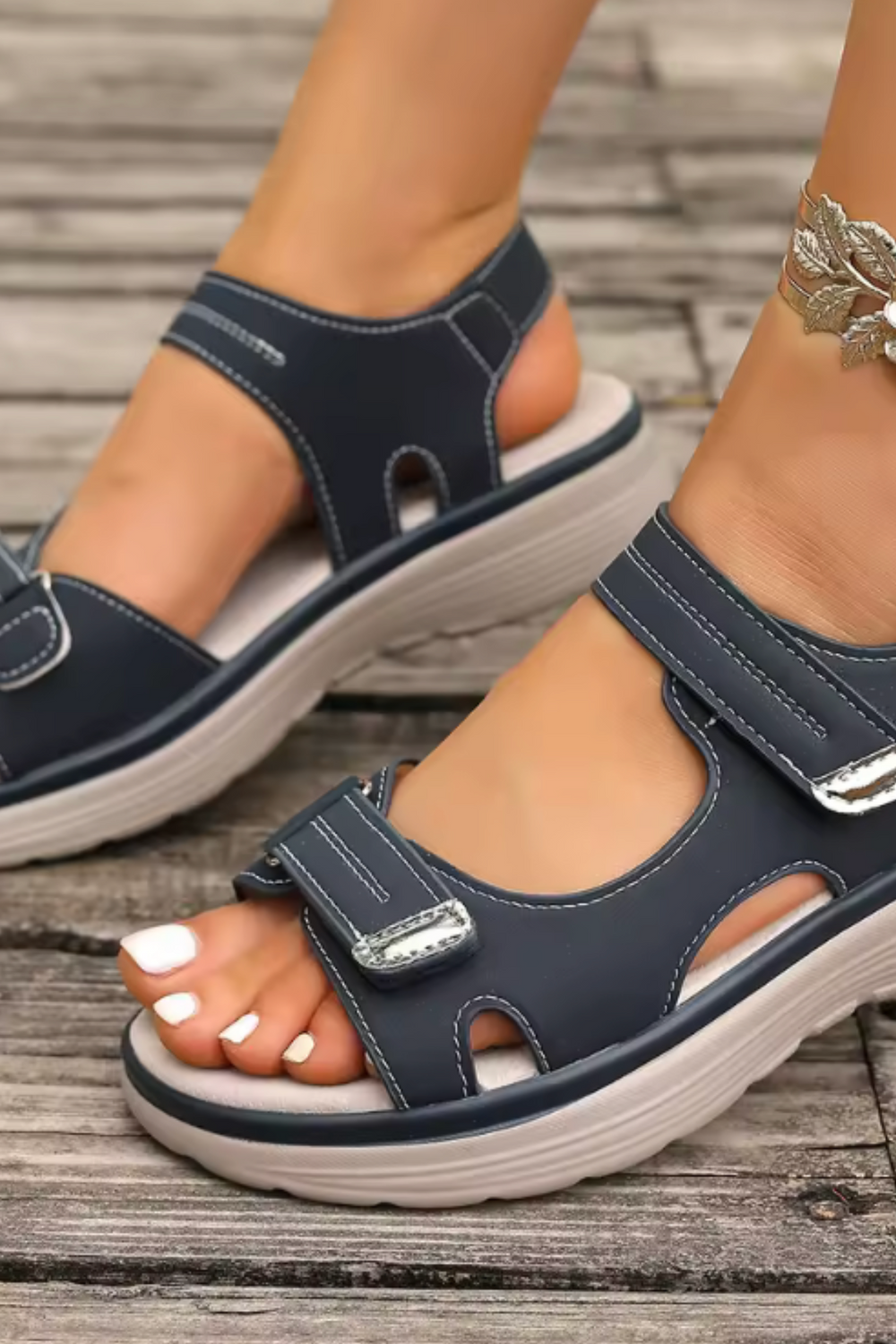 Tonya Orthopedic Leather Sandal Blau