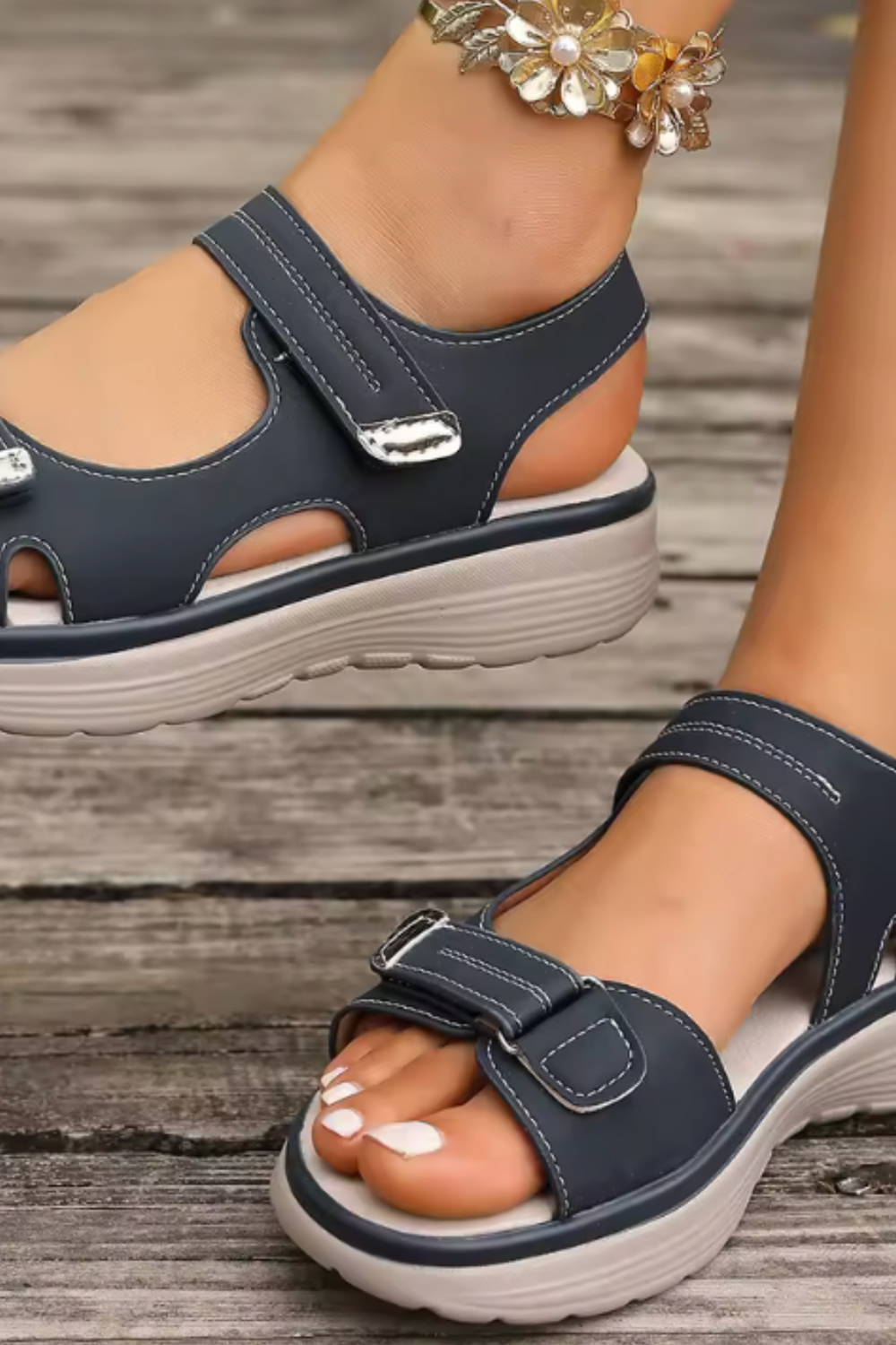 Tonya Orthopedic Leather Sandal Blau