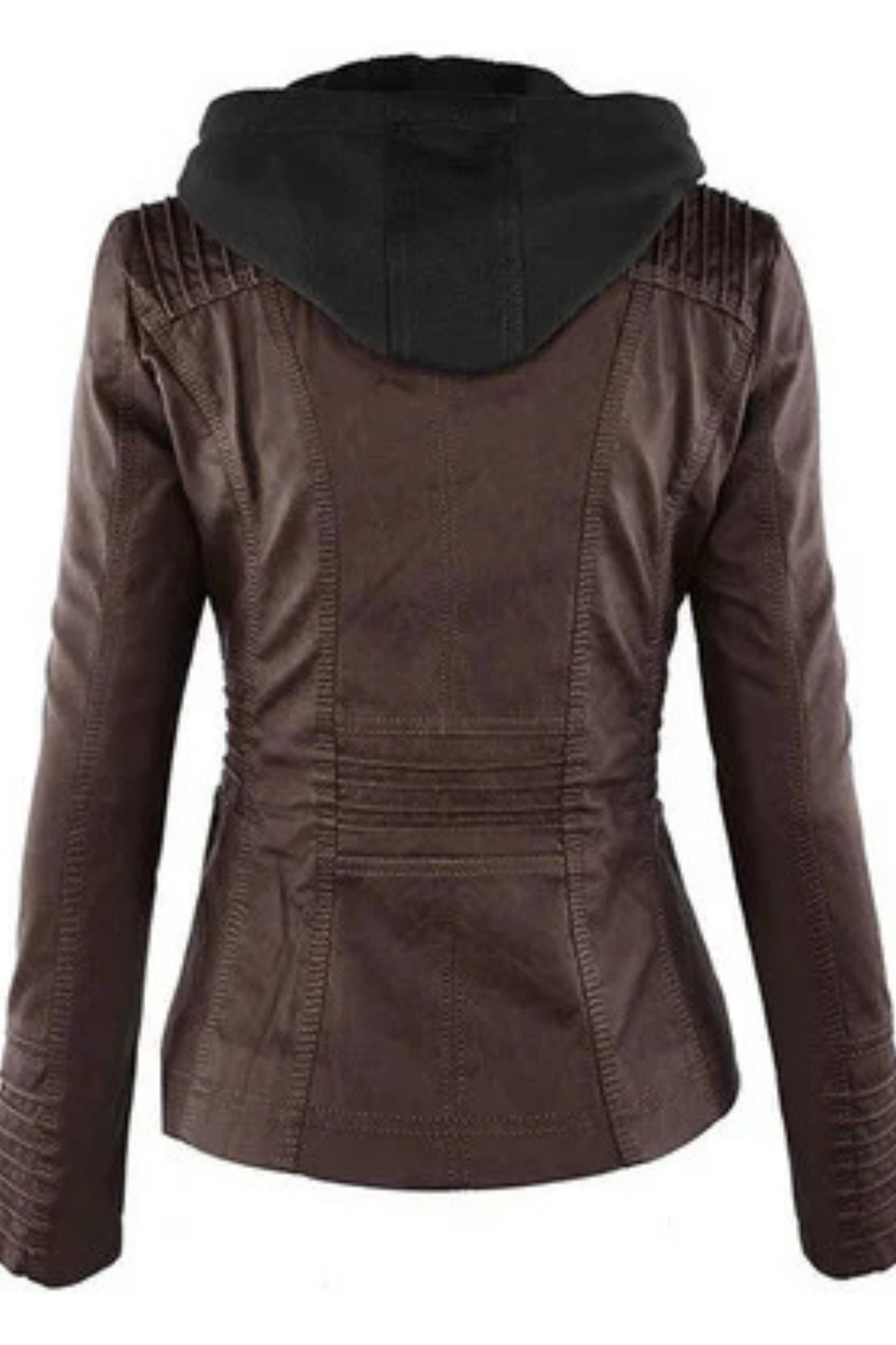 Eva Weather-Resistant Hooded Leather Jacket Braun
