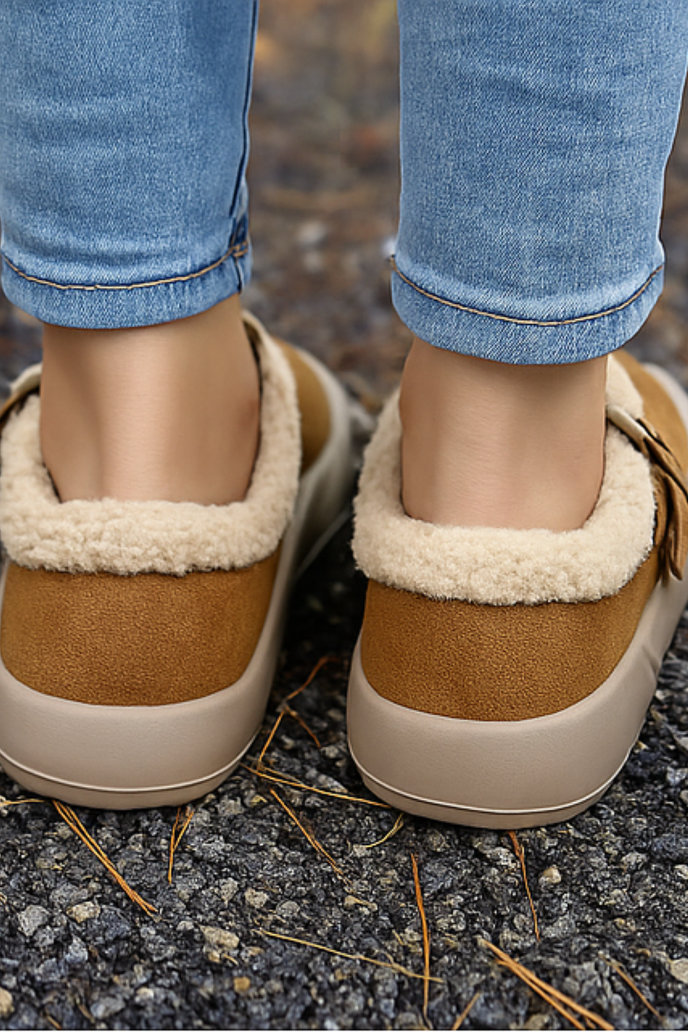 Ivory Fleece-Lined Comfort Shoe Khaki